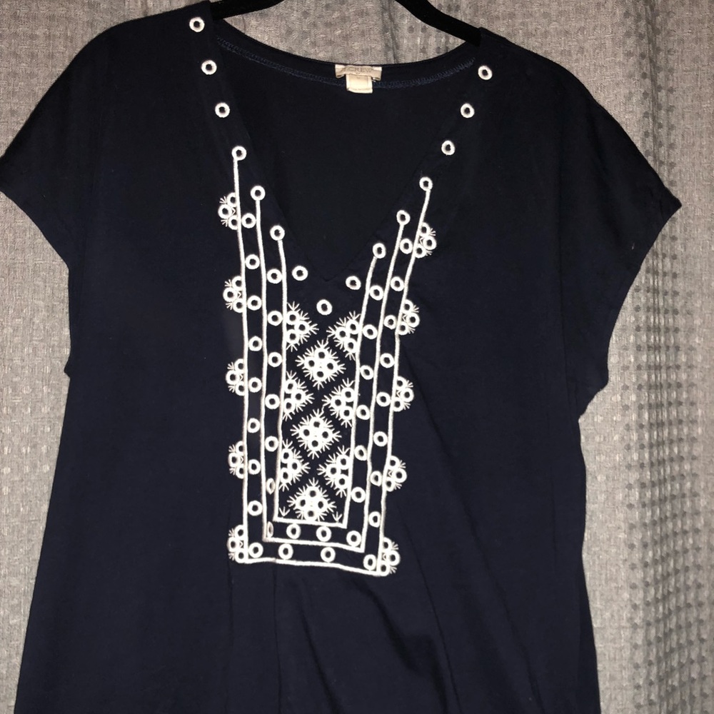 J Crew T Shirt with white embroidered detail